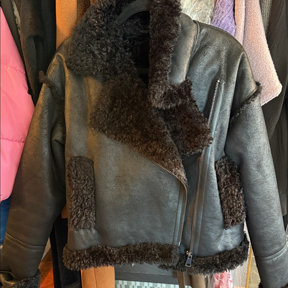 Black Shearling Jacket - image 1